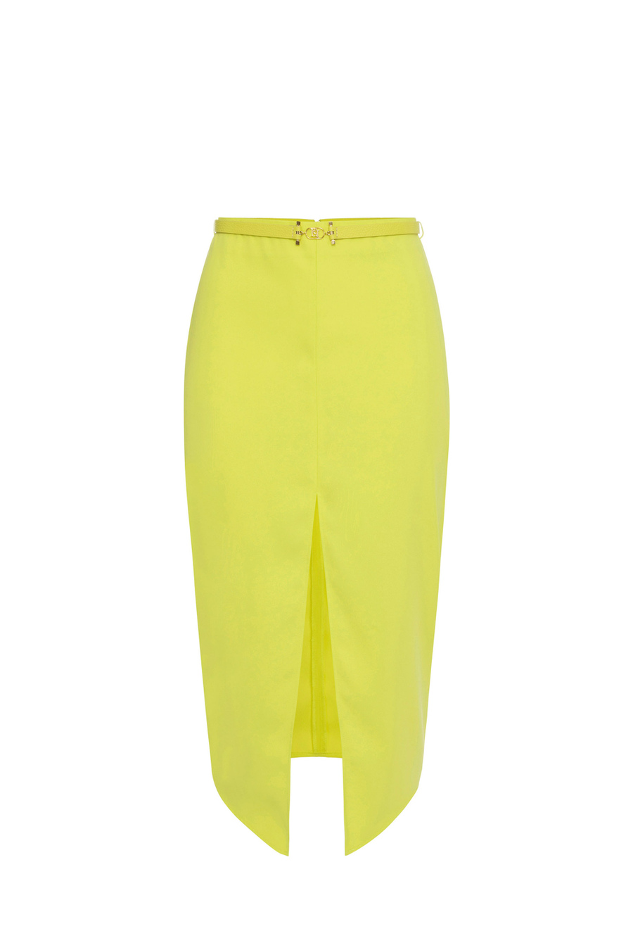 Midi skirt in flowing crêpe fabric with central slit - Elisabetta Franchi® Outlet