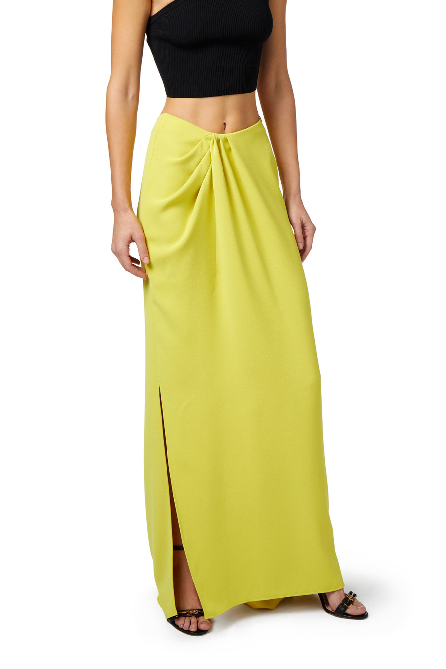 Crêpe long skirt with drape - Elisabetta Franchi® Outlet