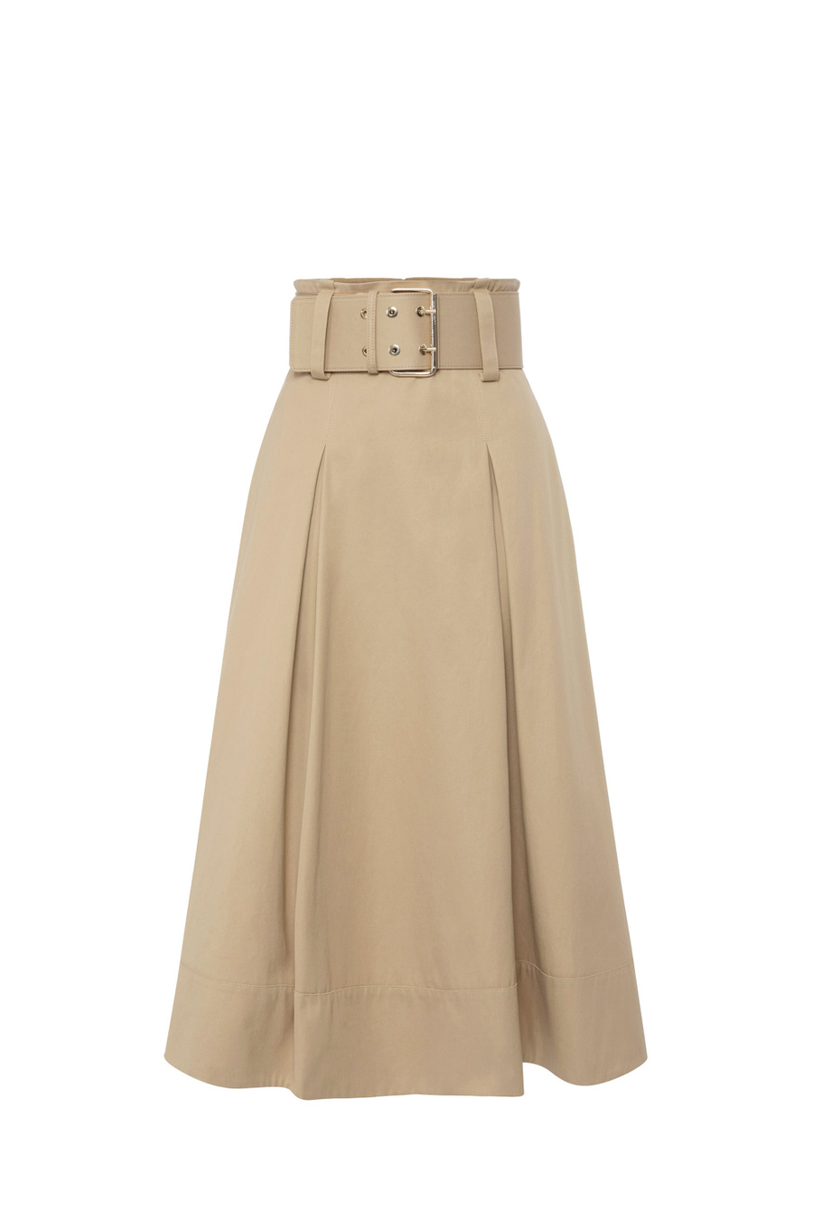 Gonna midi in cotone stretch con cintura - Elisabetta Franchi® Outlet