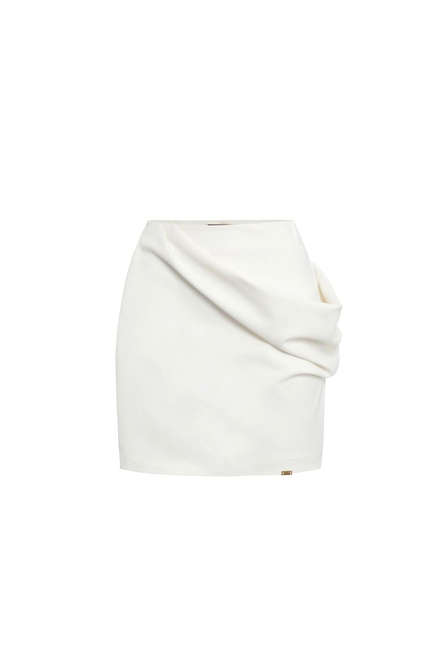 Miniskirt in technical fabric with draping - Elisabetta Franchi® Outlet