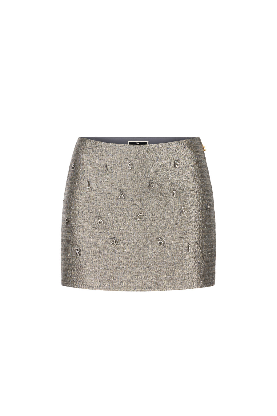 Minigonna in tweed lurex con lettering di strass - Elisabetta Franchi® Outlet