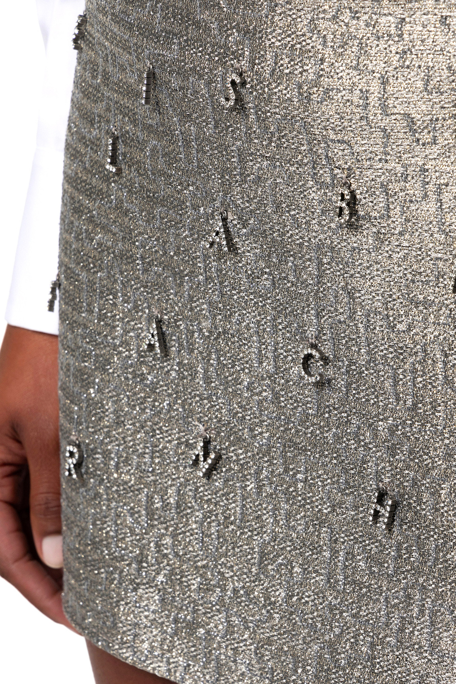 Minigonna in tweed lurex con lettering di strass - Elisabetta Franchi® Outlet
