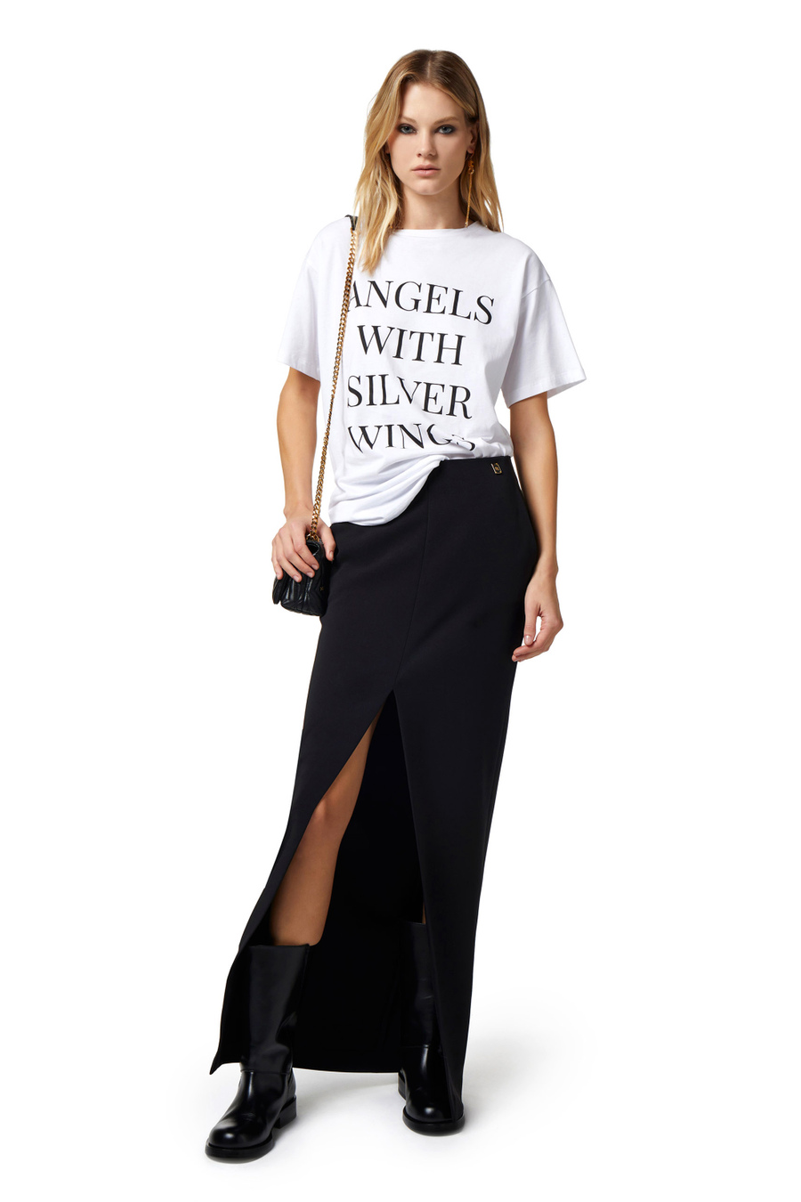 Gonna lunga in crêpe fluido - Elisabetta Franchi® Outlet