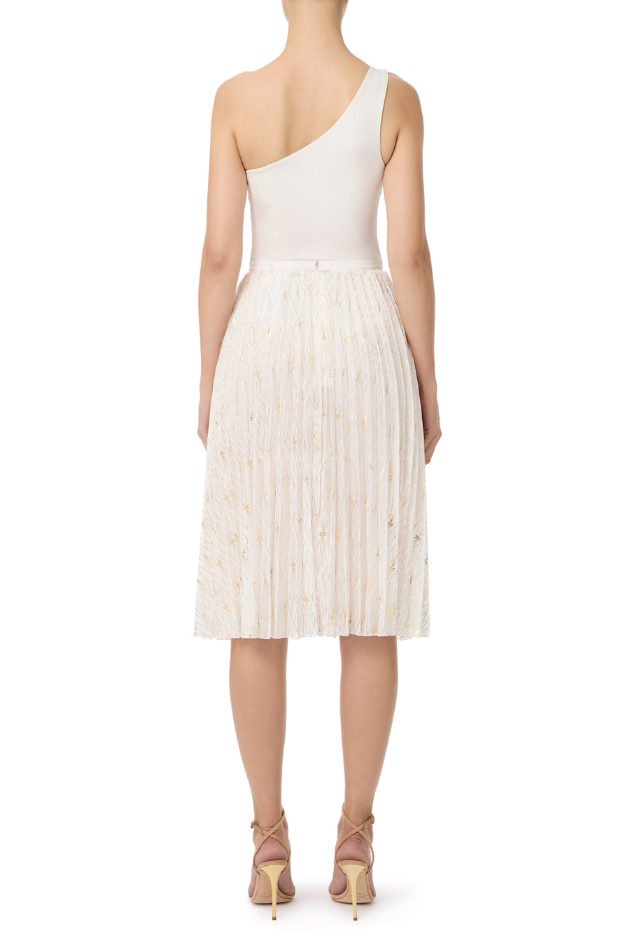 Georgette midi skirt with all-over logo pattern - Elisabetta Franchi® Outlet