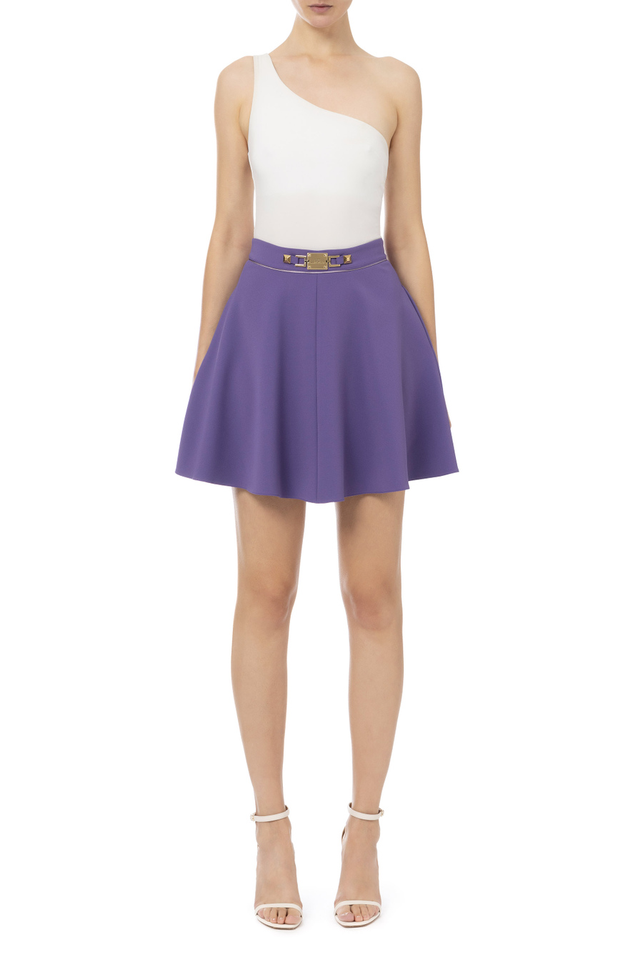 Tellerrock mit Logo-Plakette - Elisabetta Franchi® Outlet