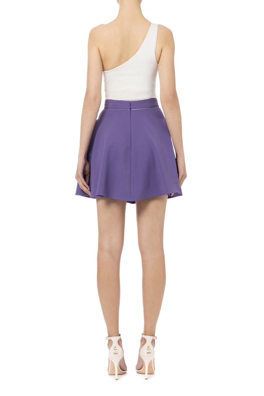 Tellerrock mit Logo-Plakette - Elisabetta Franchi® Outlet