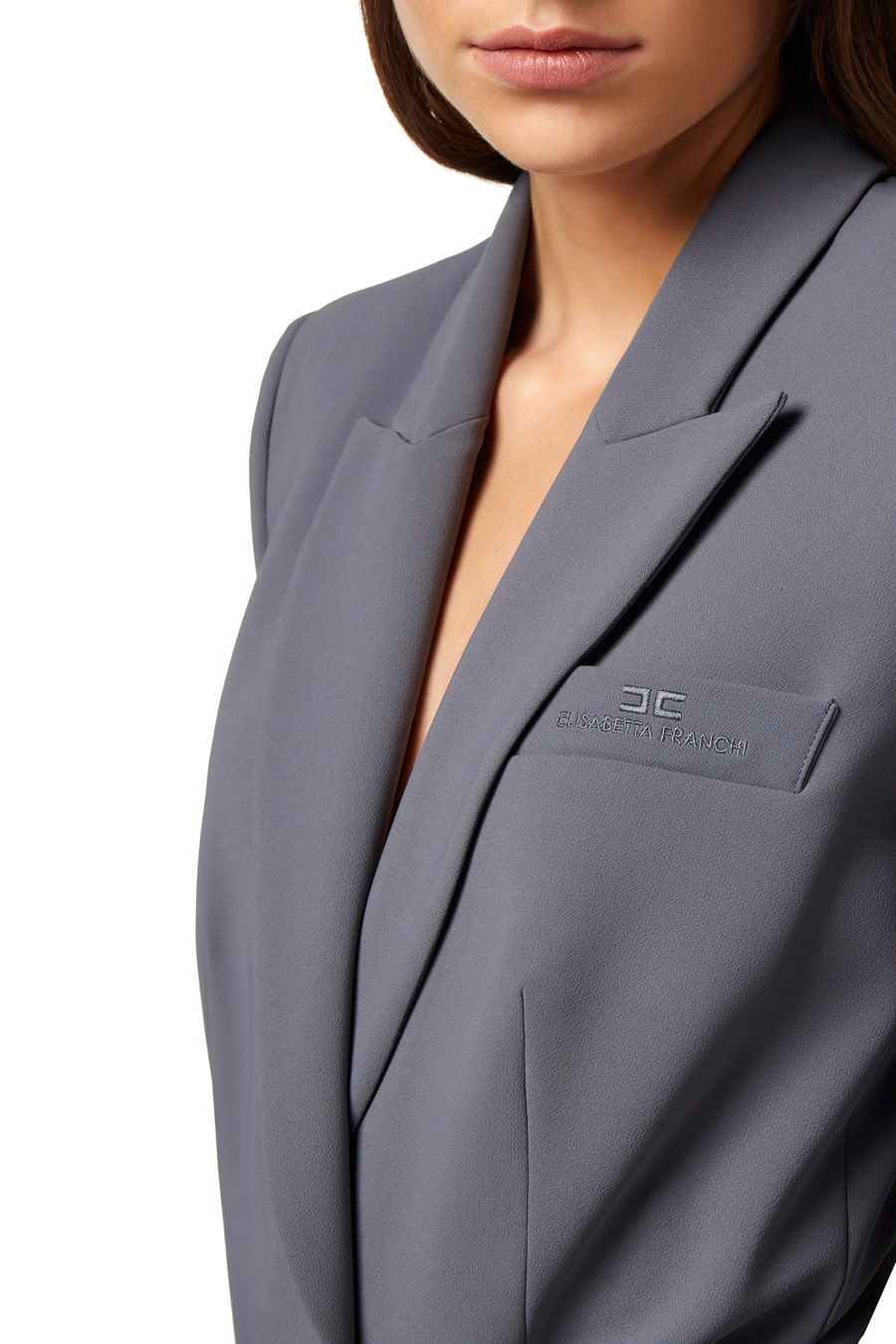 Giacca a body in crêpe con revers a lancia - Elisabetta Franchi® Outlet