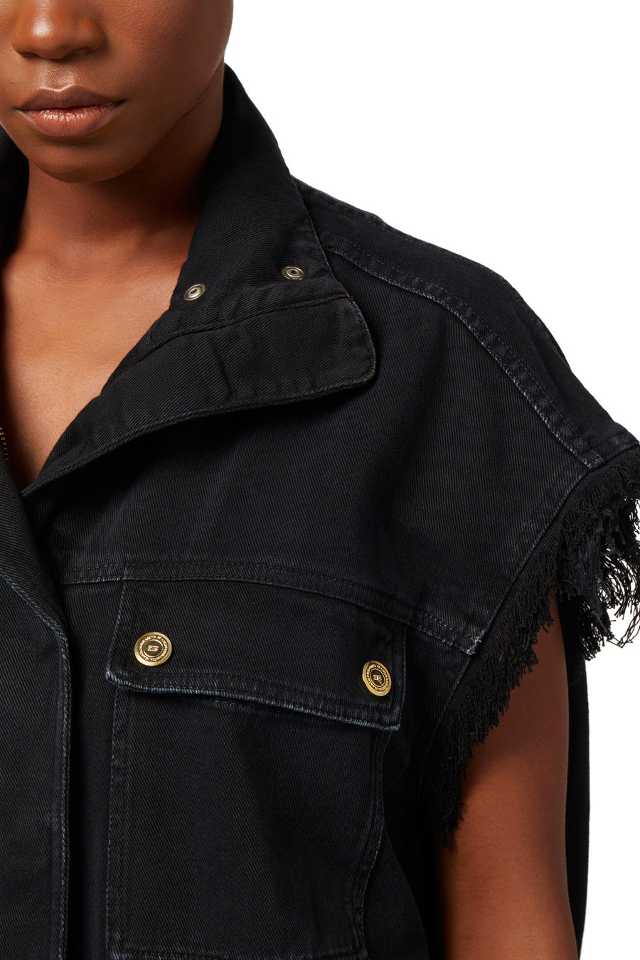 Weste aus Denim im Utility-Style - Elisabetta Franchi® Outlet