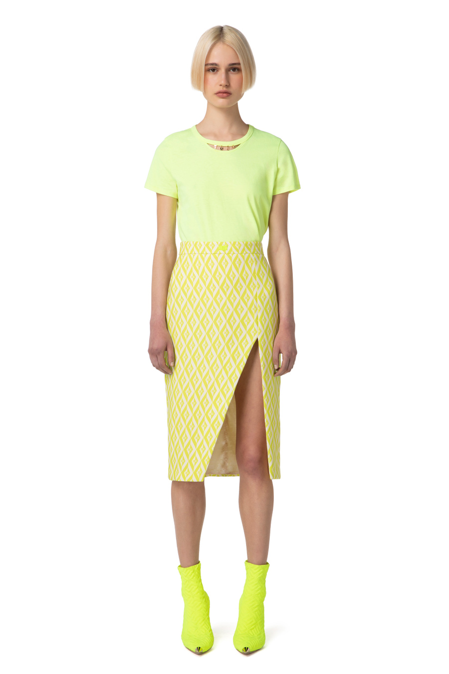 T-shirt en coton avec découpes - Elisabetta Franchi® Outlet