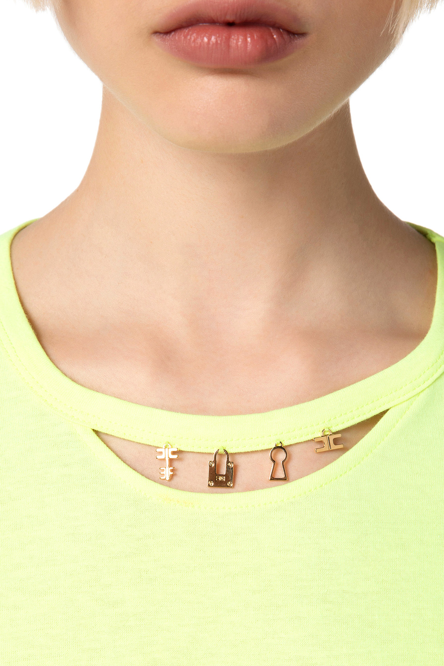 T-shirt en coton avec découpes - Elisabetta Franchi® Outlet