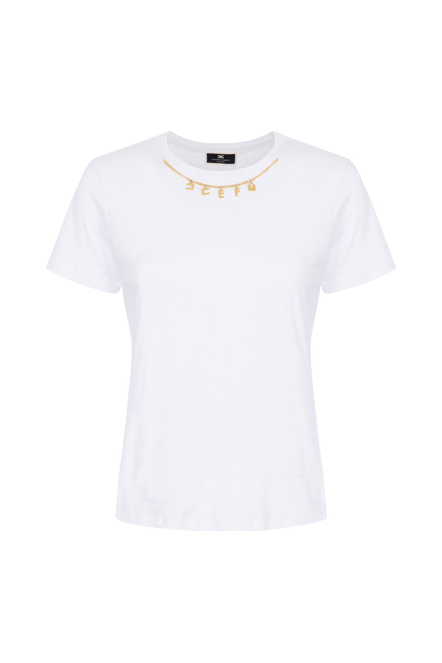 Jersey t-shirt with charm accessory - Elisabetta Franchi® Outlet