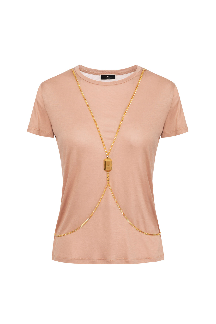 Jersey T-shirt with cross-body - Elisabetta Franchi® Outlet