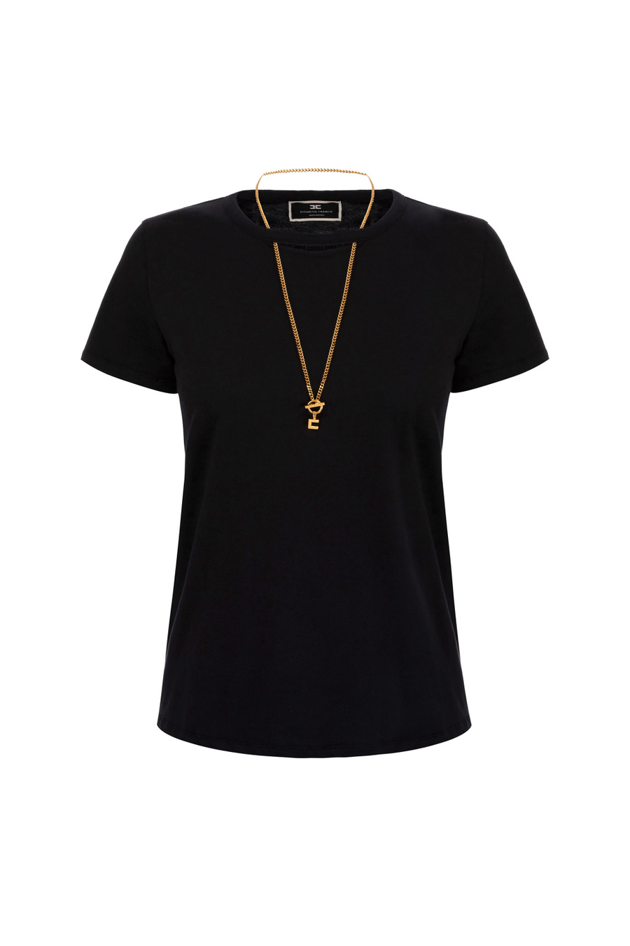T-shirt in jersey con cut-out e collana - Elisabetta Franchi® Outlet