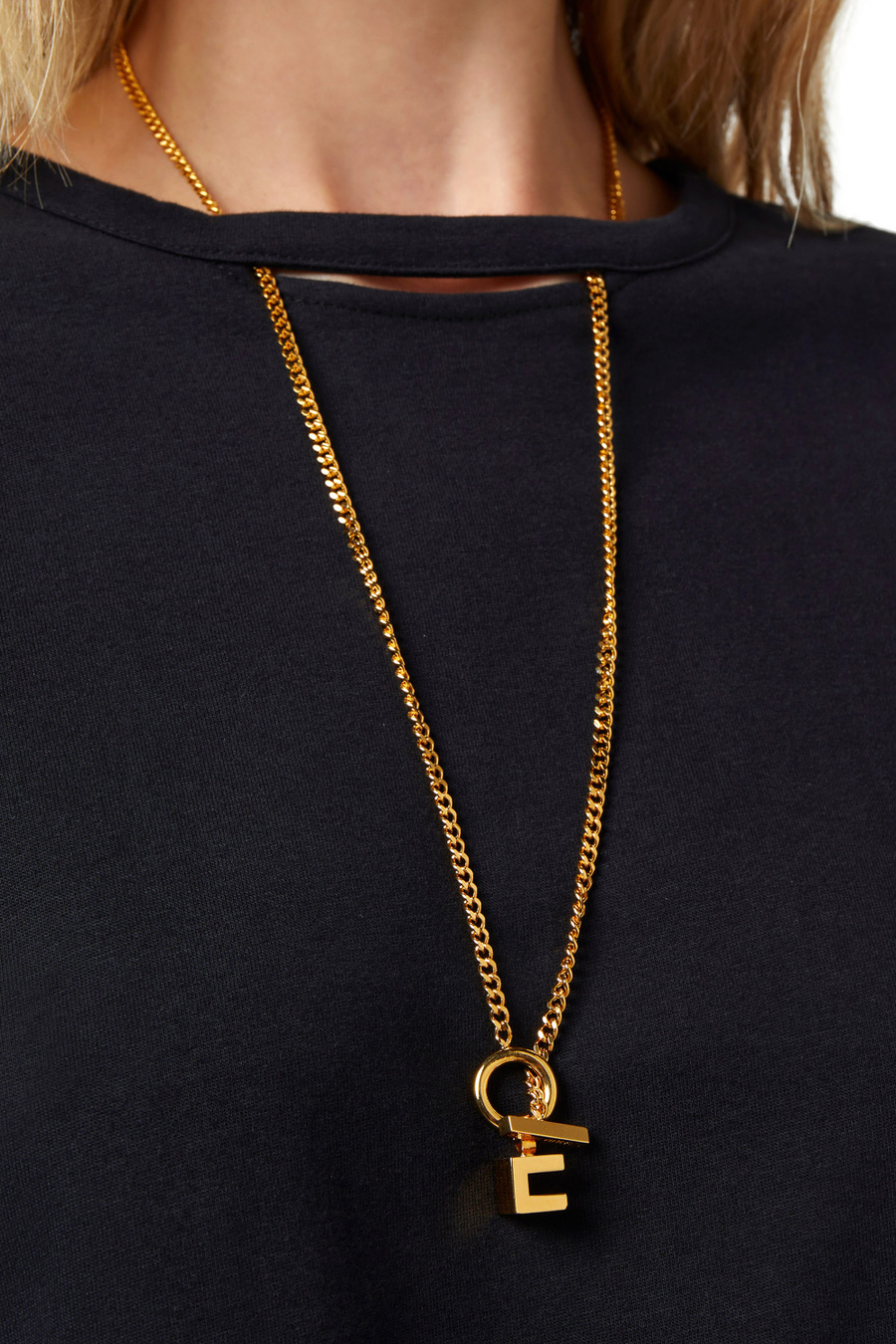 T-shirt in jersey con cut-out e collana - Elisabetta Franchi® Outlet
