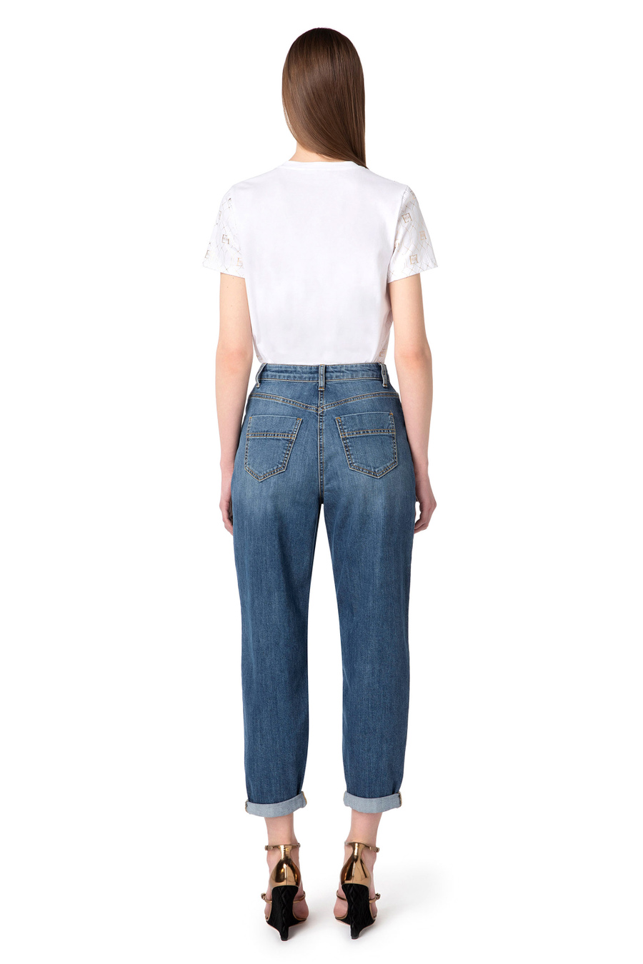 Jersey t-shirt with déco logo - Elisabetta Franchi® Outlet