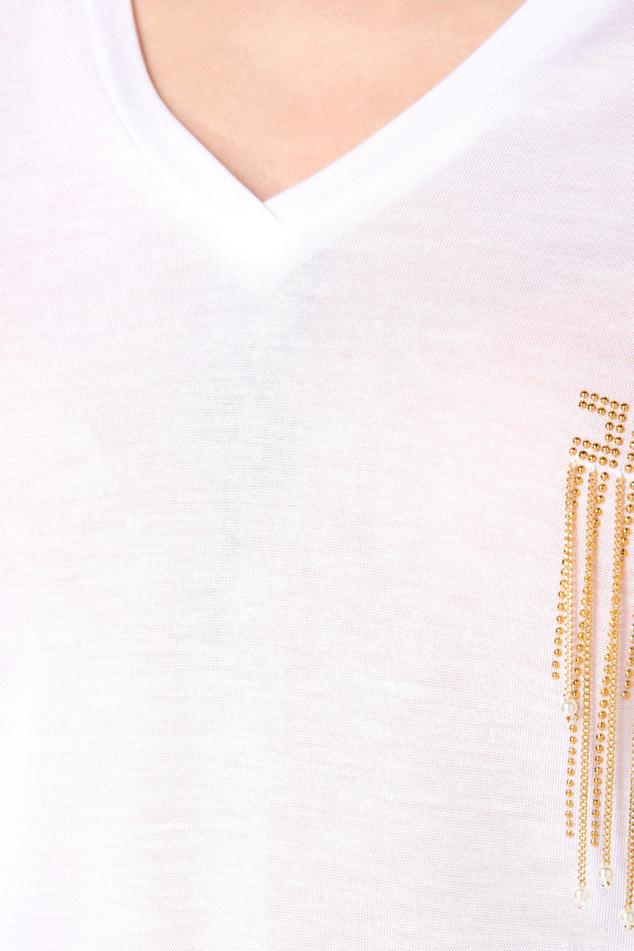 Jersey T-shirt with chain detail - Elisabetta Franchi® Outlet