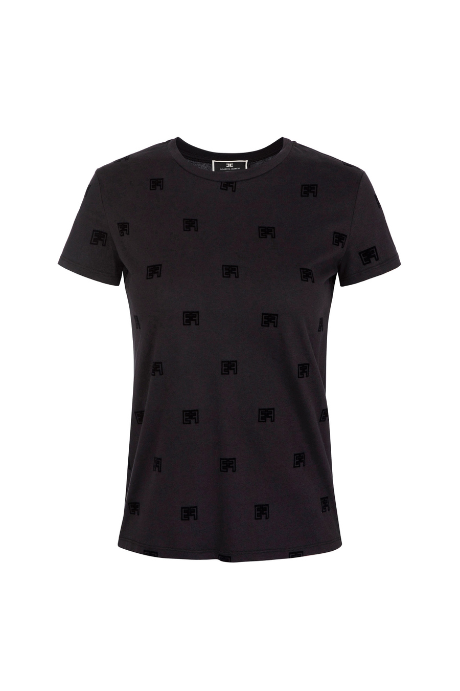 Camiseta de punto de algodón con logotipo - Elisabetta Franchi® Outlet