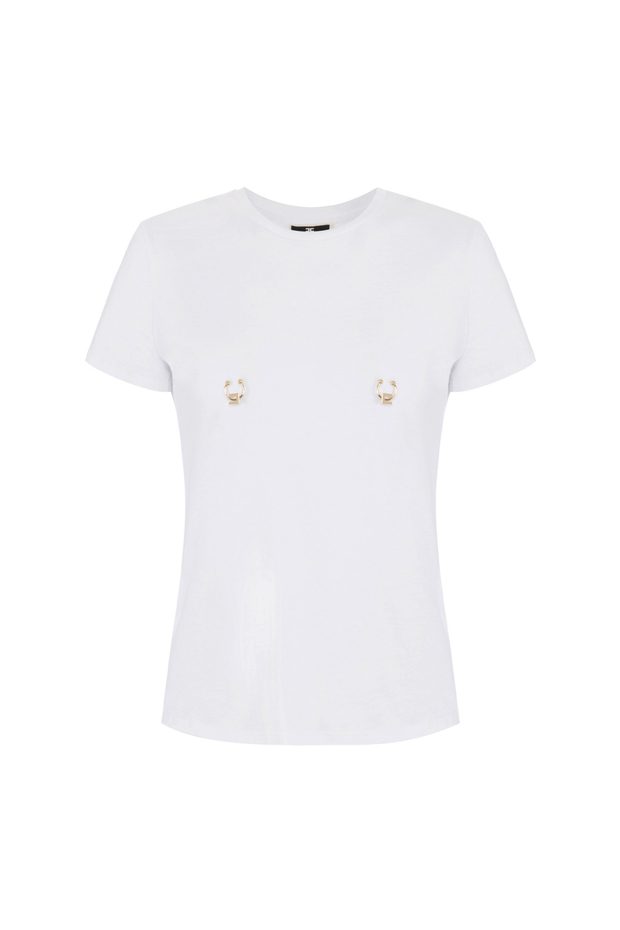 Jersey t-shirt with piercing - Elisabetta Franchi® Outlet