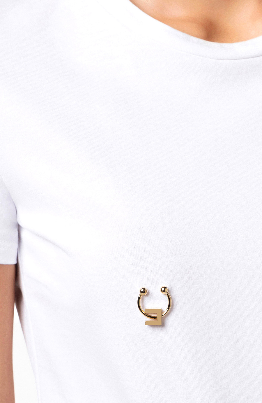 Jersey t-shirt with piercing - Elisabetta Franchi® Outlet