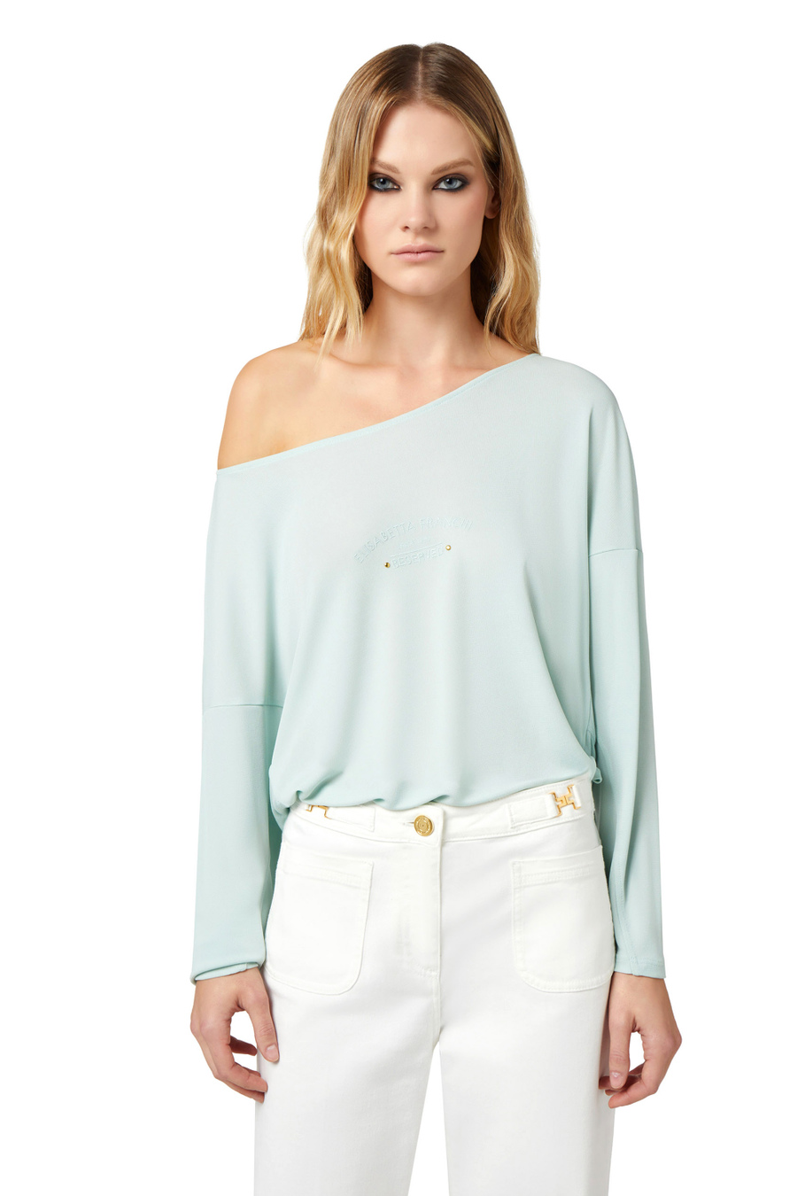 Maglia in jersey con maniche a kimono - Elisabetta Franchi® Outlet