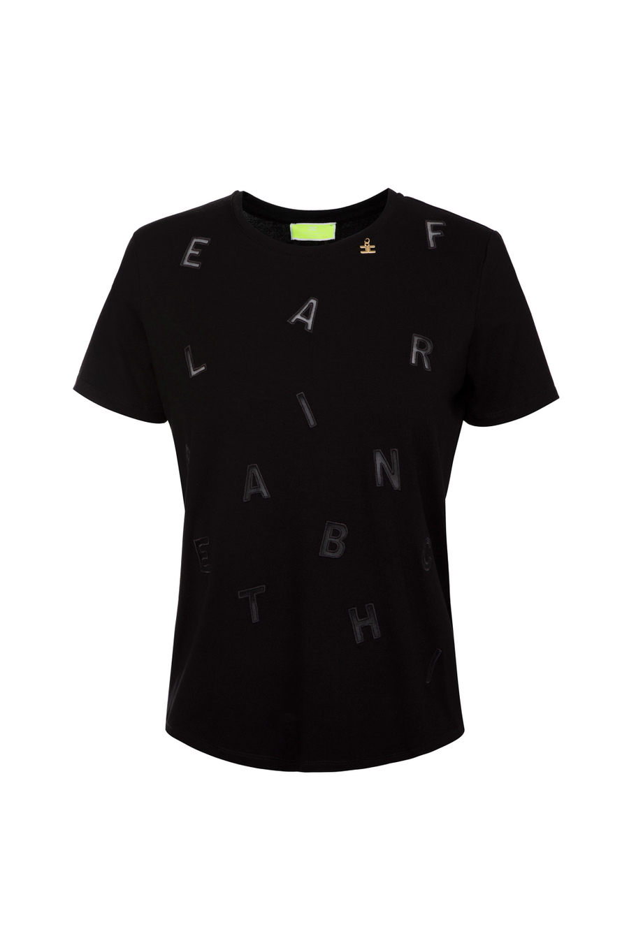 Jersey t-shirt with lettering embroidery - Elisabetta Franchi® Outlet