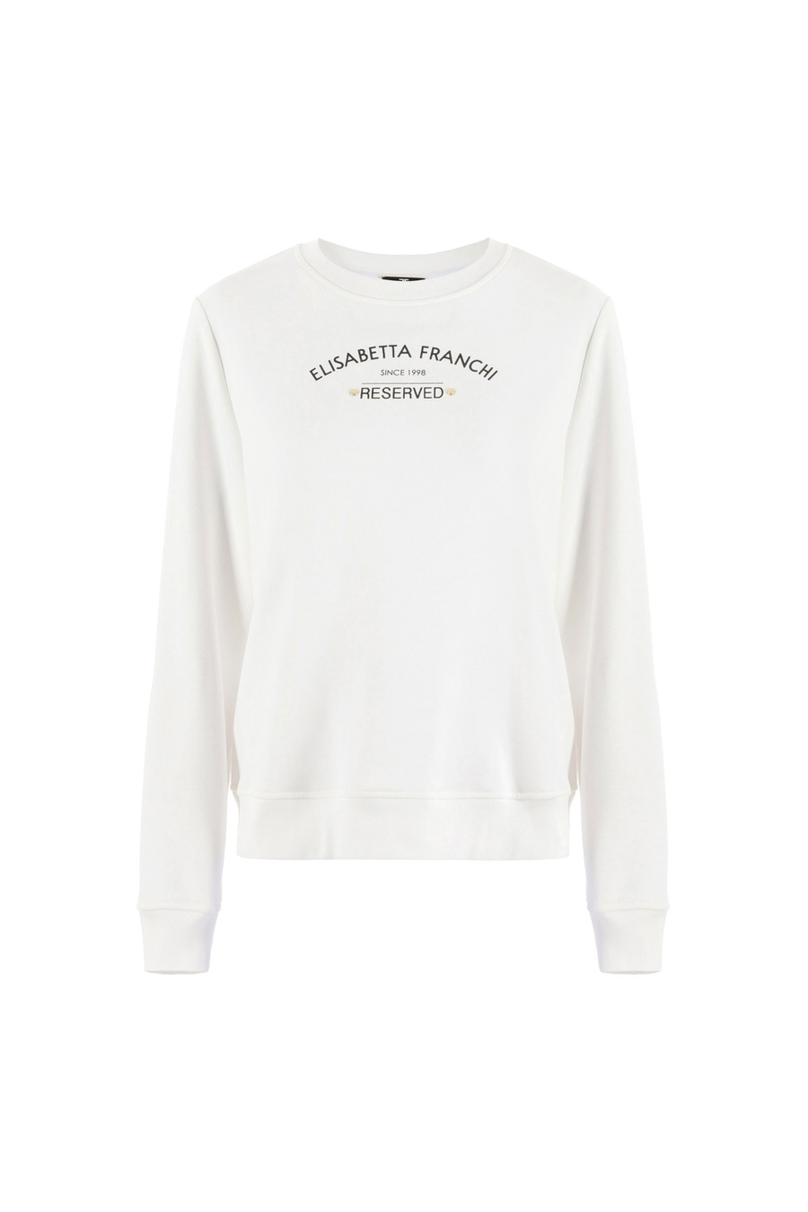 Sweatshirt aus Baumwolle mit Rundhalsausschnitt und Logo-Print - Elisabetta Franchi® Outlet