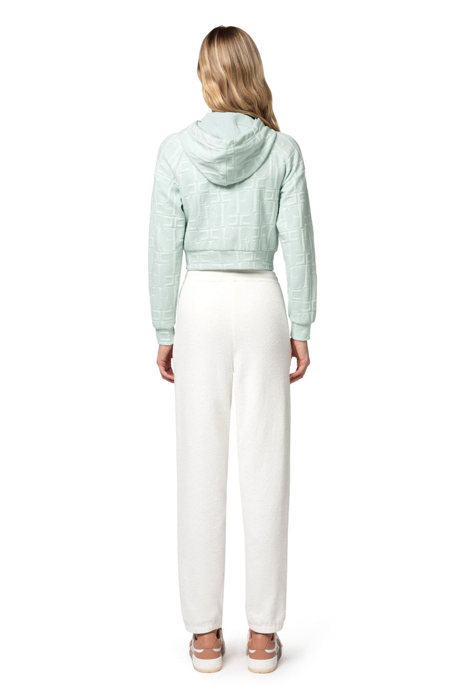 Jacquard cotton sweatshirt with hood and zip - Elisabetta Franchi® Outlet
