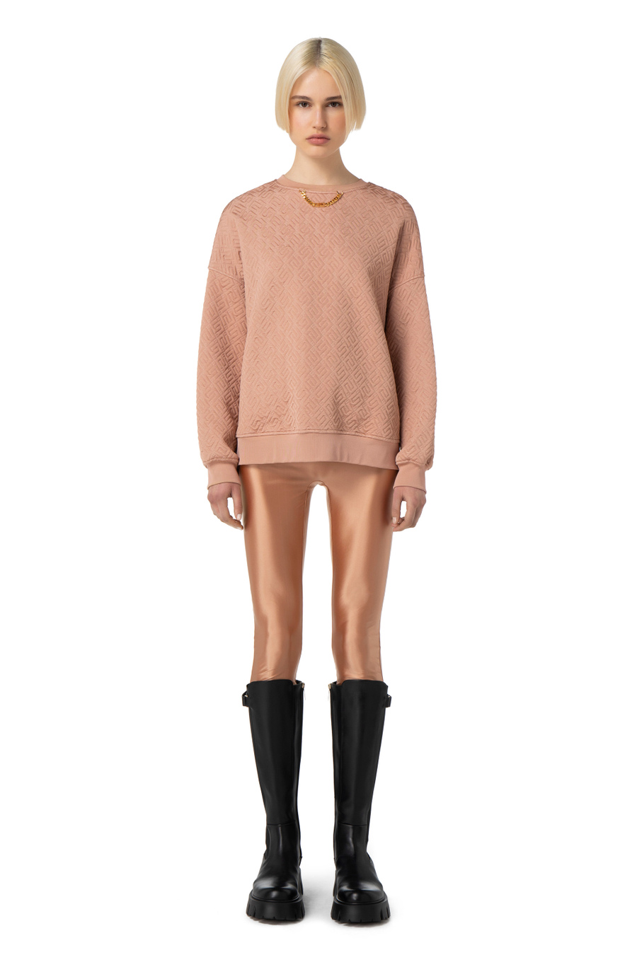 Felpa in jacquard embossed - Elisabetta Franchi® Outlet