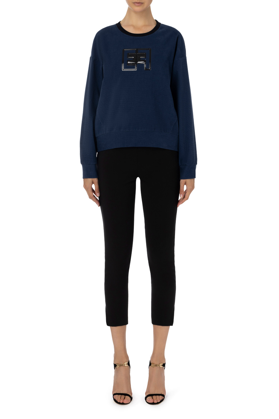 Felpa Oversize con logo EF - Elisabetta Franchi® Outlet