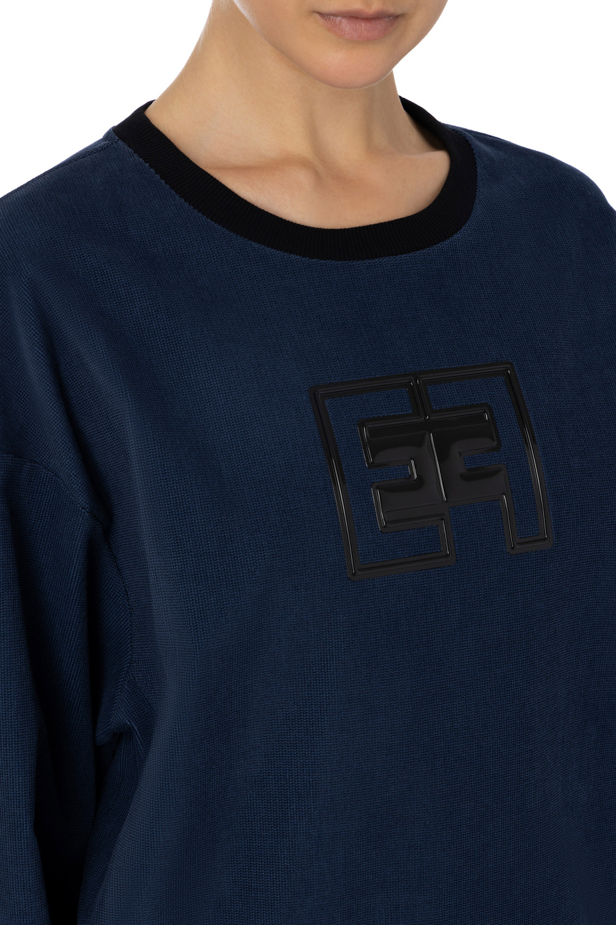 Felpa Oversize con logo EF - Elisabetta Franchi® Outlet