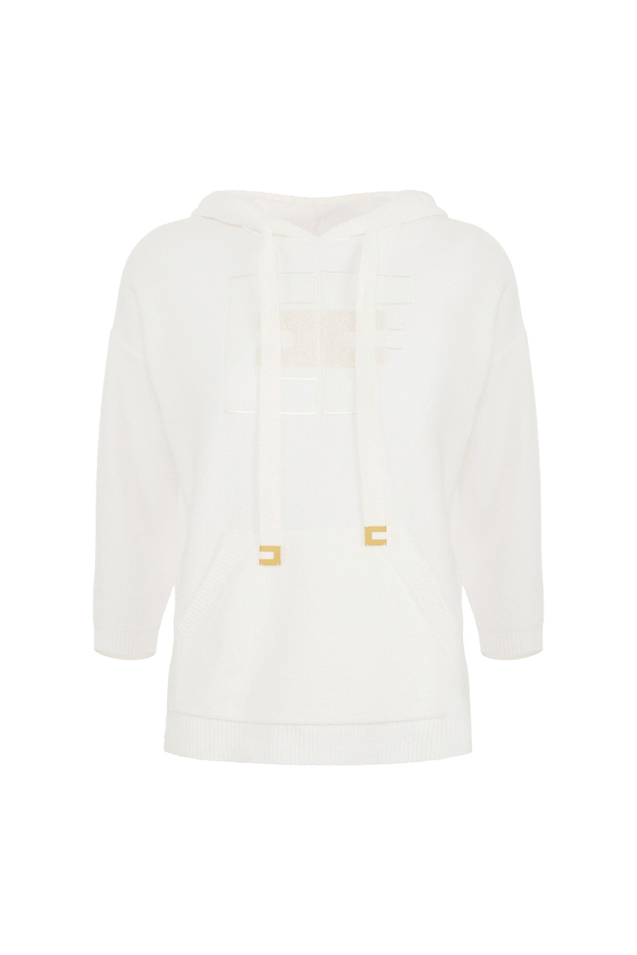 Bouclé cotton sweatshirt with logo - Elisabetta Franchi® Outlet