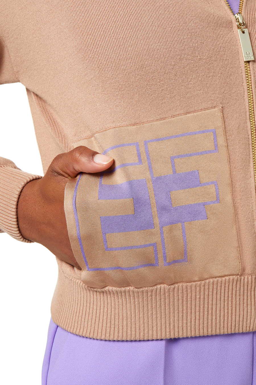 Viscose bomber jacket with logoed bands - Elisabetta Franchi® Outlet
