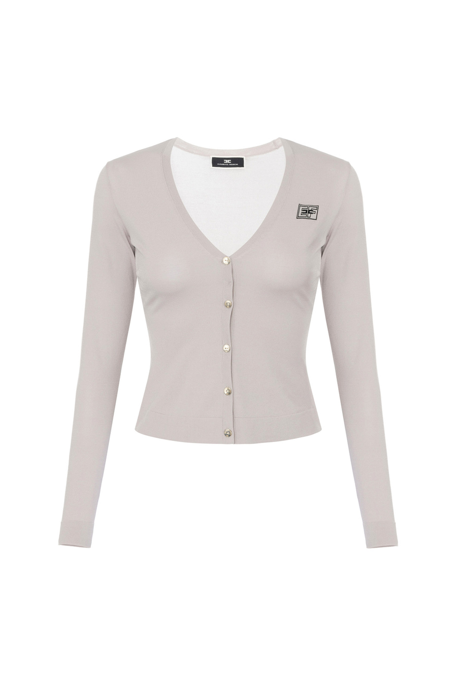 Rayon cardigan with logo - Elisabetta Franchi® Outlet