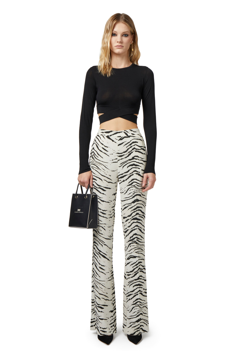 Cropped-Top aus Rayon mit Cut-out - Elisabetta Franchi® Outlet