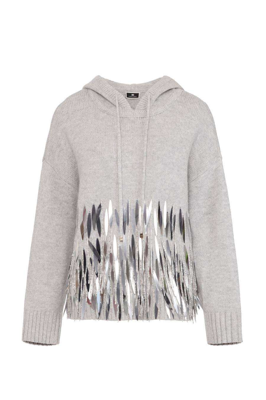 Wool oversized pullover with sequins - Elisabetta Franchi® Outlet