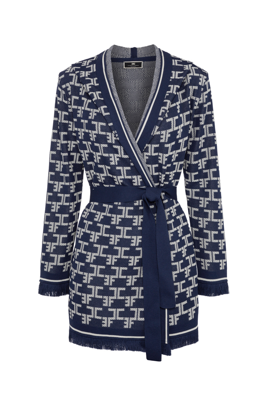 Monogram lettering cardigan with sash - Elisabetta Franchi® Outlet