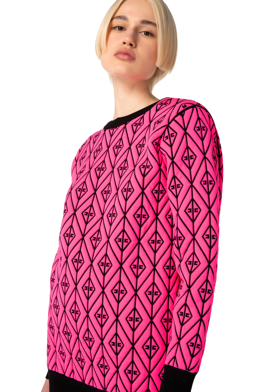 Pullover over in maglia goffrata - Elisabetta Franchi® Outlet