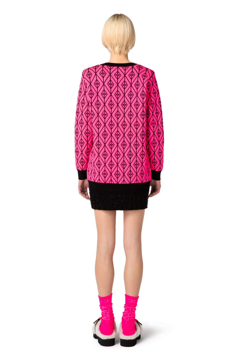 Pullover over in maglia goffrata - Elisabetta Franchi® Outlet