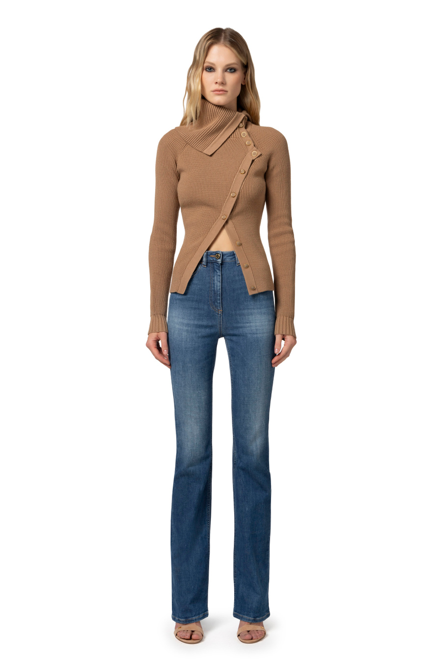 Viscose cardigan with asymmetric buttons - Elisabetta Franchi® Outlet