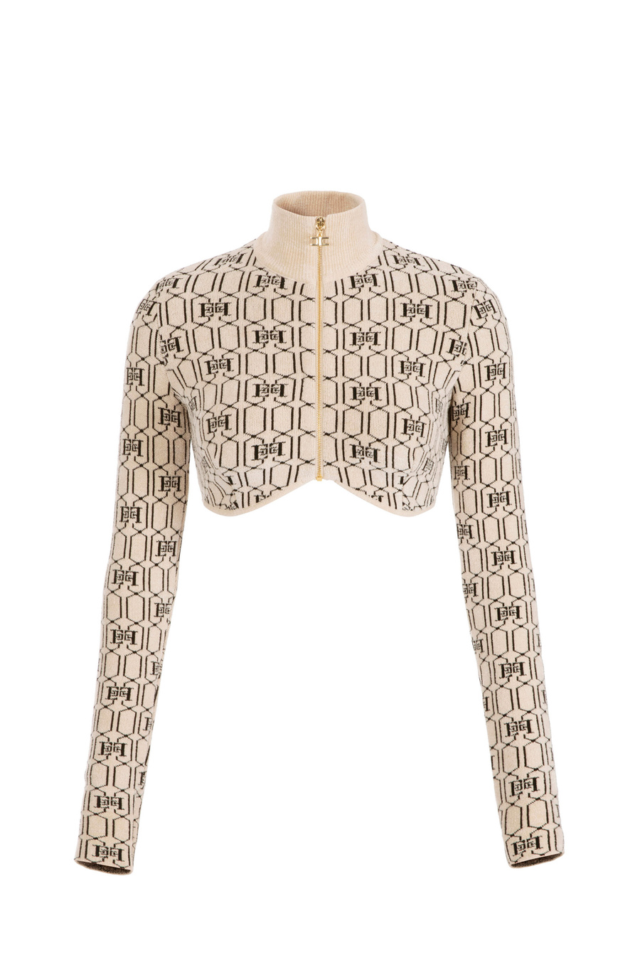Crop top in chenille fabric with geometric pattern - Elisabetta Franchi® Outlet