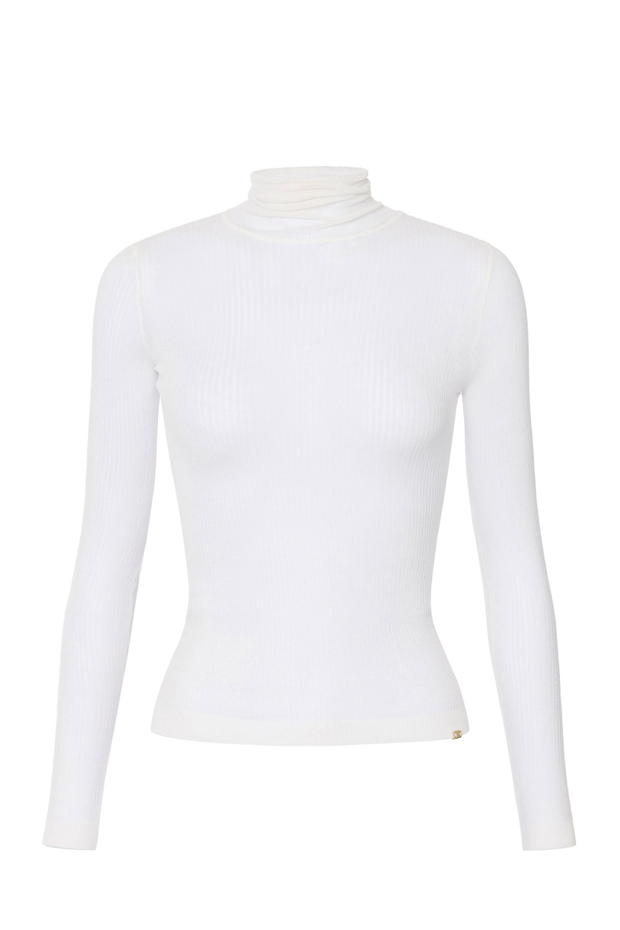Fine ribbed crêpe turtleneck - Elisabetta Franchi® Outlet