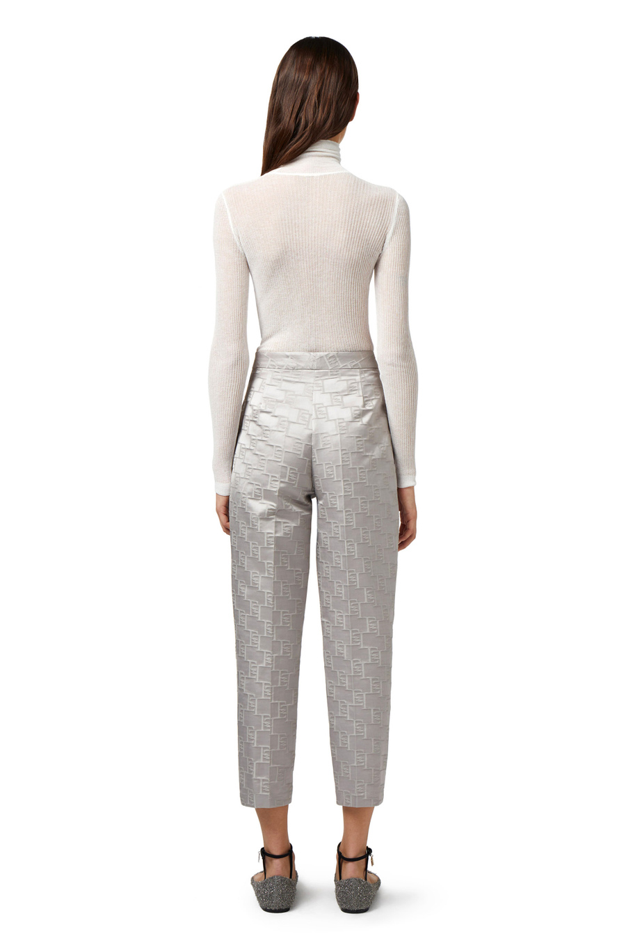 Fine ribbed crêpe turtleneck - Elisabetta Franchi® Outlet