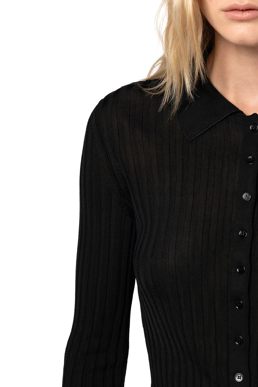 Shiny ribbed viscose cardigan - Elisabetta Franchi® Outlet