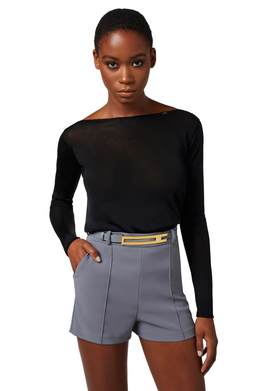 Top in viscosa lucida - Elisabetta Franchi® Outlet