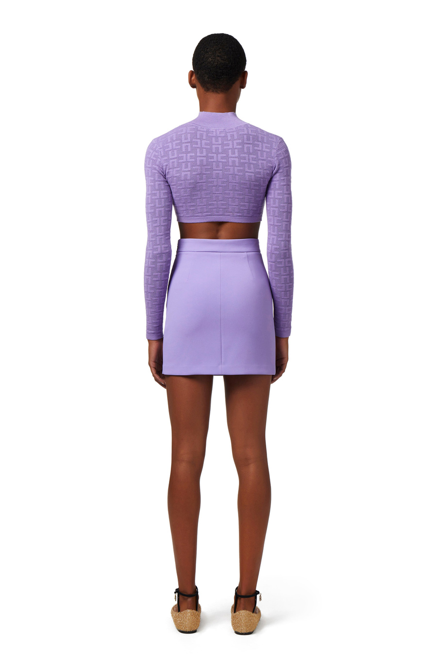 Openwork knit viscose cropped top - Elisabetta Franchi® Outlet