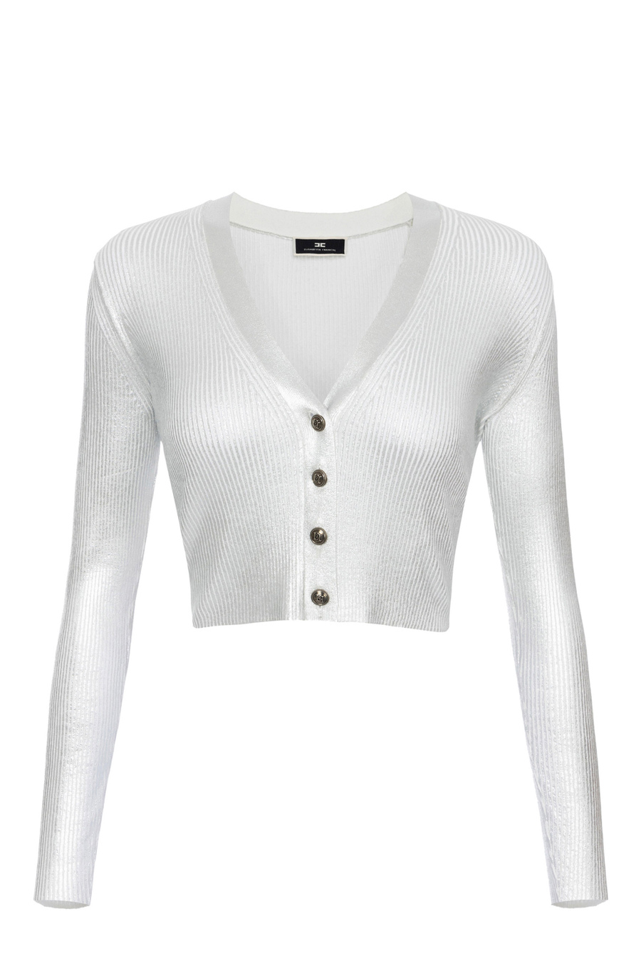 Cropped cardigan in laminated viscose fabric - Elisabetta Franchi® Outlet