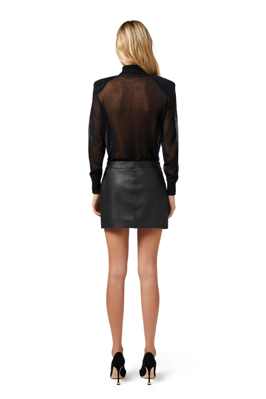 Viscose turtleneck with shoulder pads - Elisabetta Franchi® Outlet