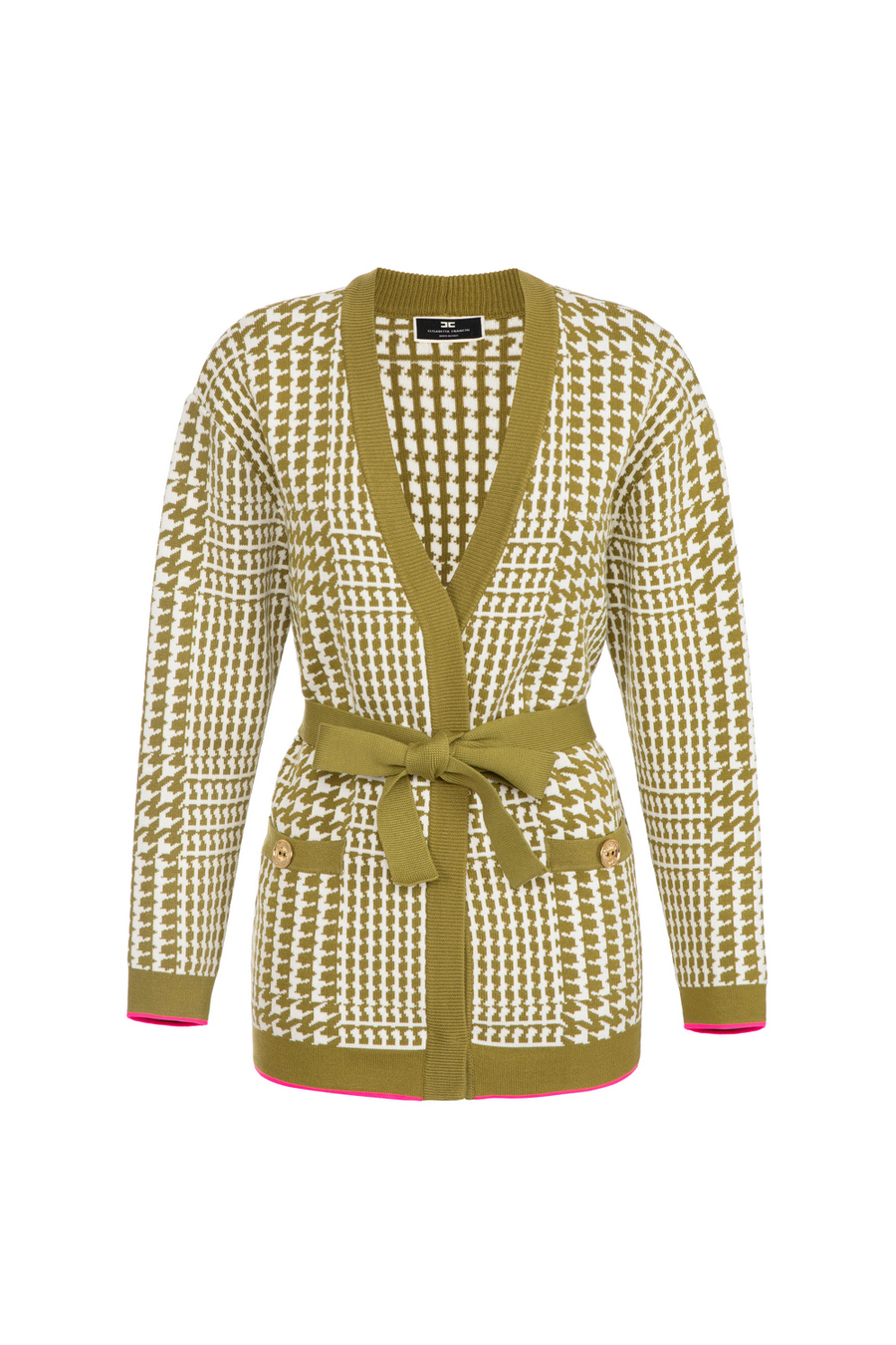 Cardigan in Prince of Wales knit - Elisabetta Franchi® Outlet