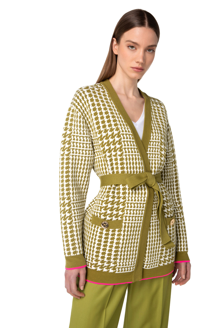 Cardigan in Prince of Wales knit - Elisabetta Franchi® Outlet