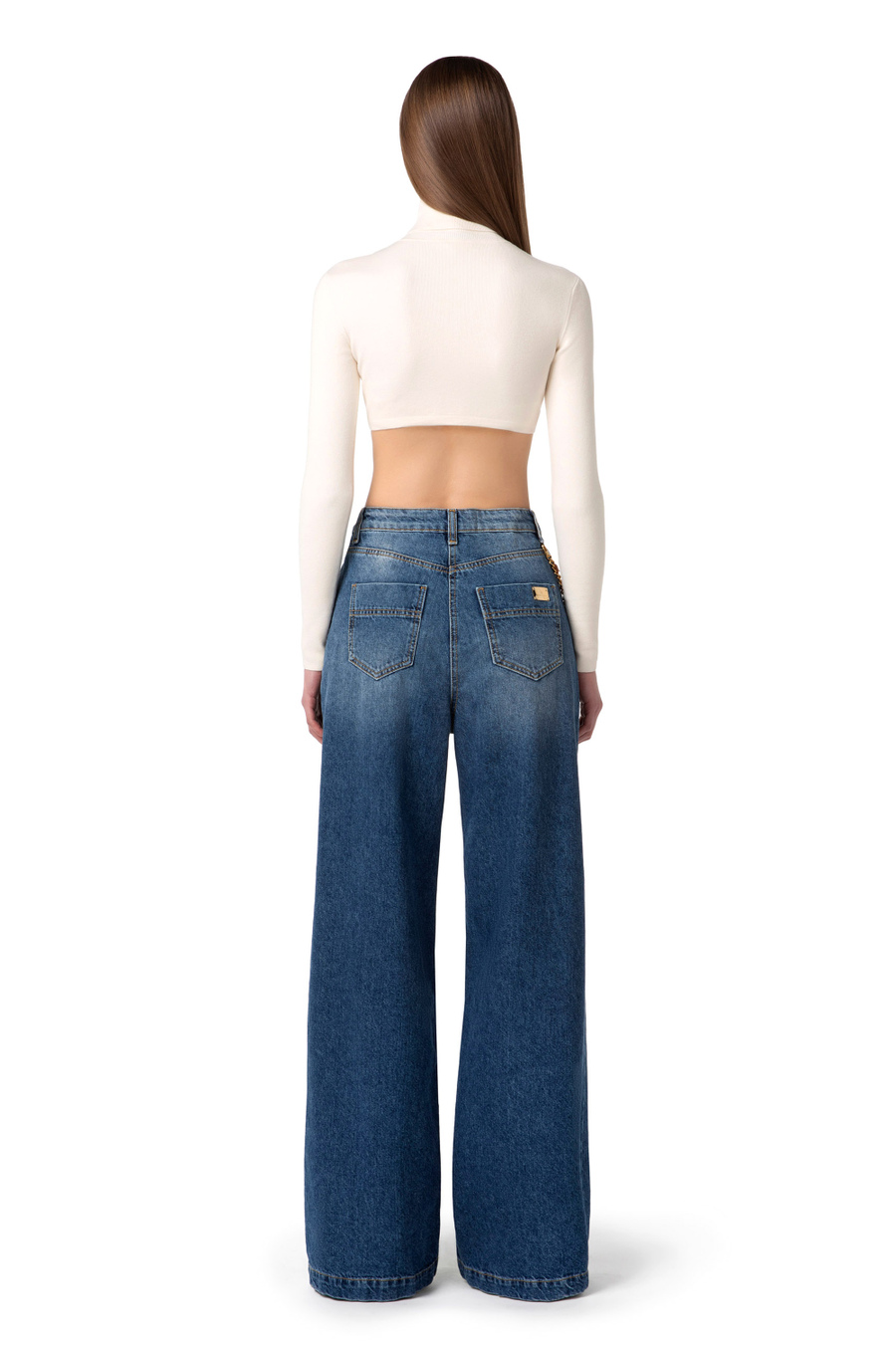 Wool crop roll neck top - Elisabetta Franchi® Outlet